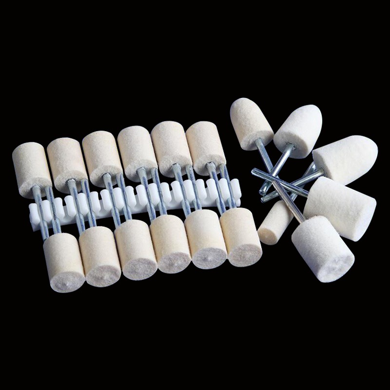 白色羊毛磨頭3mm柄進口金屬不銹鋼玉石首飾玻璃鏡面拋光羊毛氈輪-細節圖5
