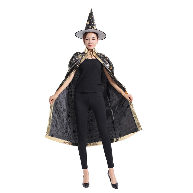 萬聖節兒童表演服裝cos女巫魔法師披風成人化妝舞會演出衣服斗篷-細節圖5