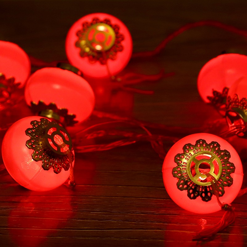 2021新年燈籠串燈彩燈裝飾品led插電紅色掛件春節元宵節閃燈吊飾-細節圖3