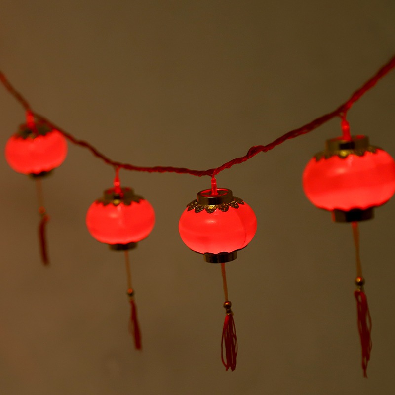 2021新年燈籠串燈彩燈裝飾品led插電紅色掛件春節元宵節閃燈吊飾-細節圖4