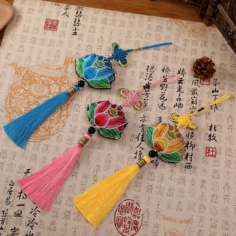端午節中國風手工荷花香囊防蟲驅蚊車載裝飾香包古風隨身荷包掛件-細節圖2