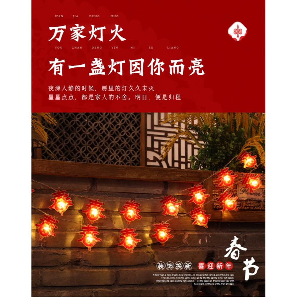 2021牛年新年春節彩繪福字燈籠閃燈彩燈掛件過年室內裝飾LED串燈-細節圖8