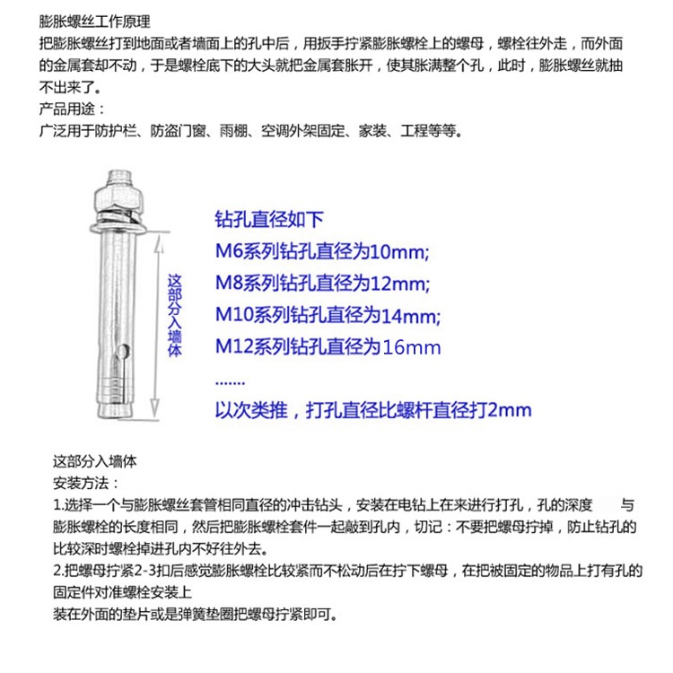 304不銹鋼膨脹吊環帶圈帶環螺絲安裝神器掛鉤萬能膨脹螺栓M6M8M10-細節圖5