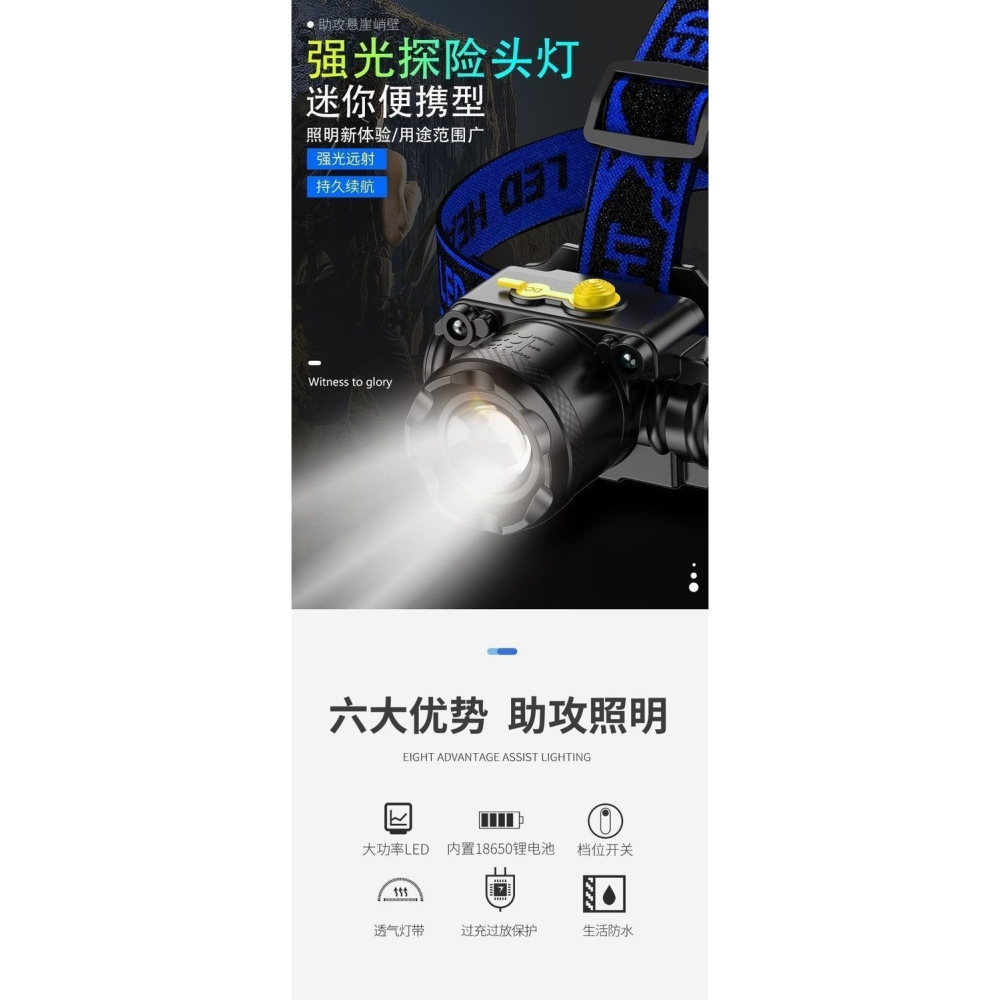 LED頭燈強光可充電變焦遠射頭戴式手電筒超亮夜釣魚礦燈疝氣小-細節圖10