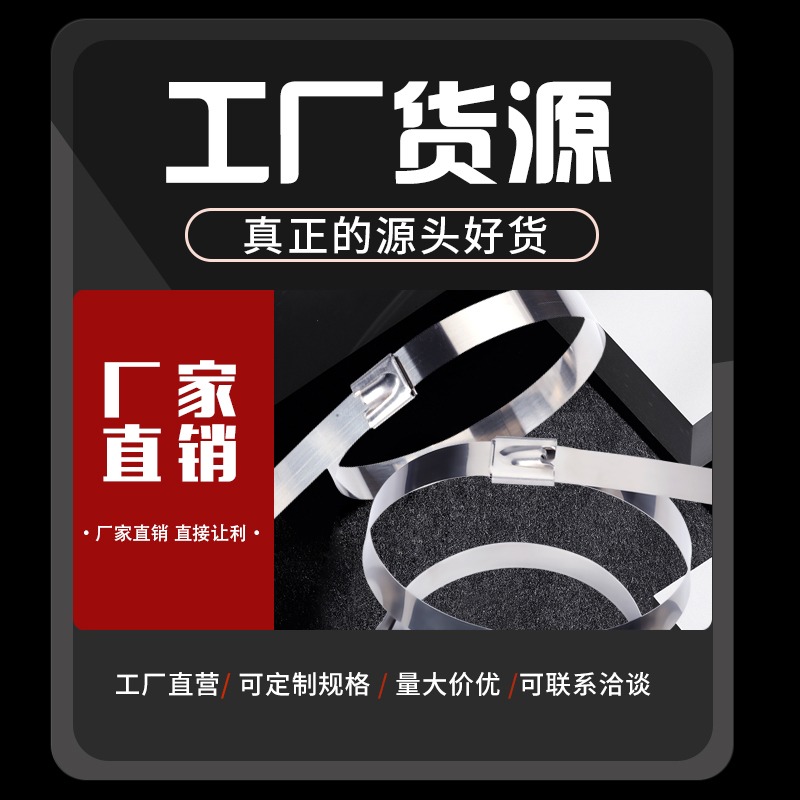 304不銹鋼10系列船舶扎帶10MM寬電線橋架金屬綁帶室外船用鋼扎帶-細節圖3