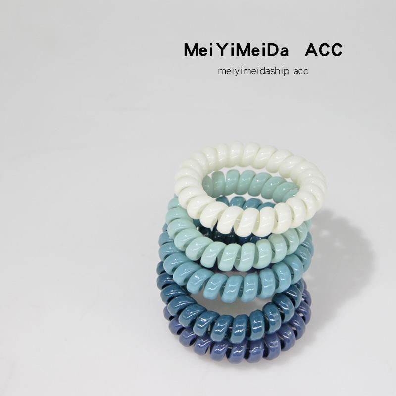 清新色一組5個電話線發繩夏天藍色頭繩發圈女網紅發飾扎馬尾發繩-細節圖6