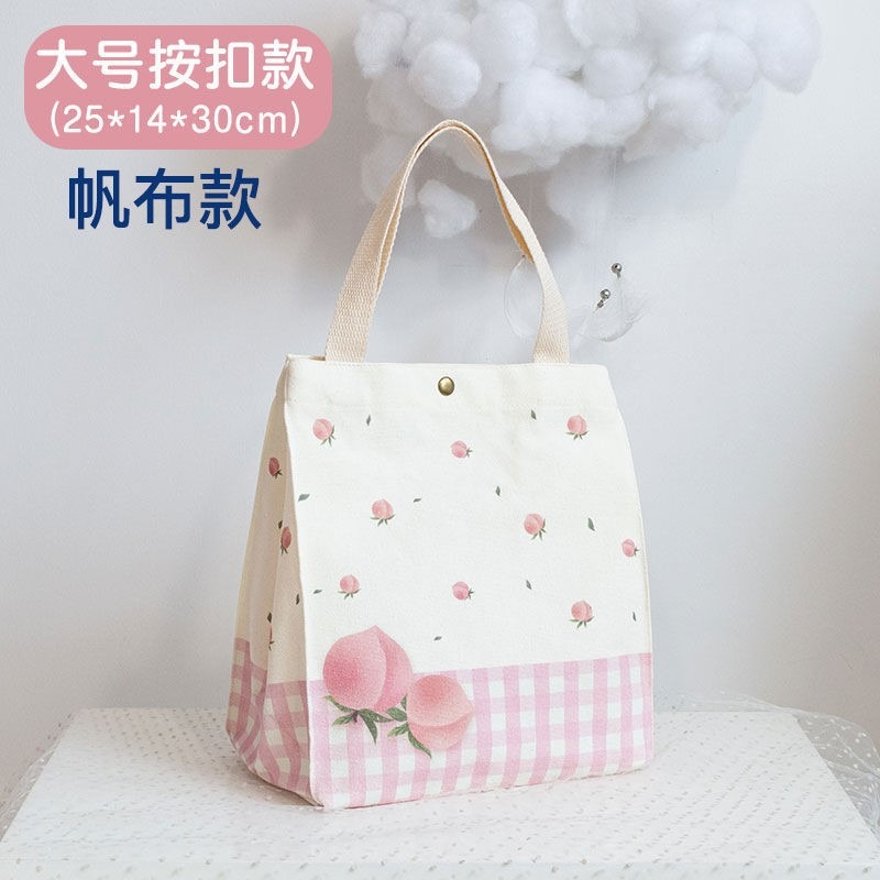 帆布飯盒袋子日式可愛大容量便當包加厚加大束口袋上班帶飯手提袋-細節圖7