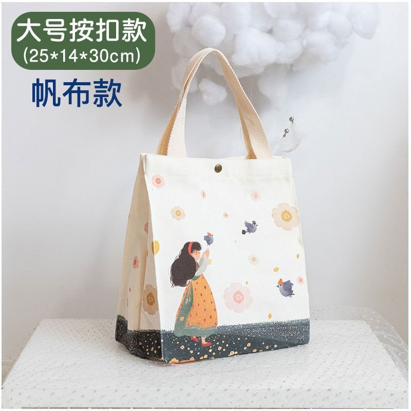 帆布飯盒袋子日式可愛大容量便當包加厚加大束口袋上班帶飯手提袋-細節圖8