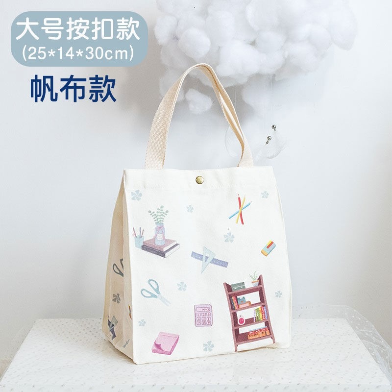 帆布飯盒袋子日式可愛大容量便當包加厚加大束口袋上班帶飯手提袋-細節圖9