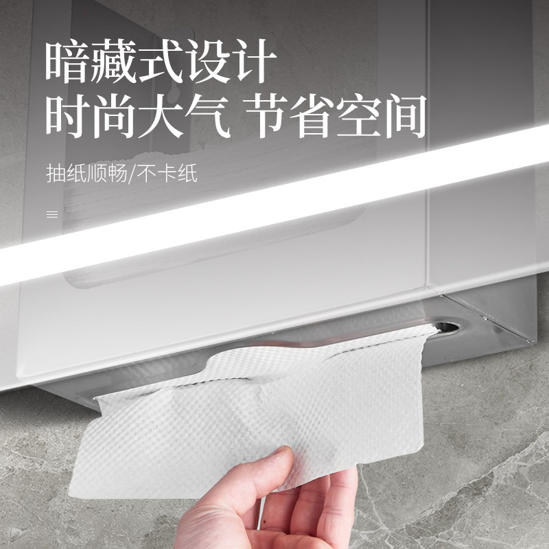304鏡後擦手紙巾架鏡子後面不銹鋼暗藏暗裝嵌入式擦手紙架紙巾盒-細節圖3