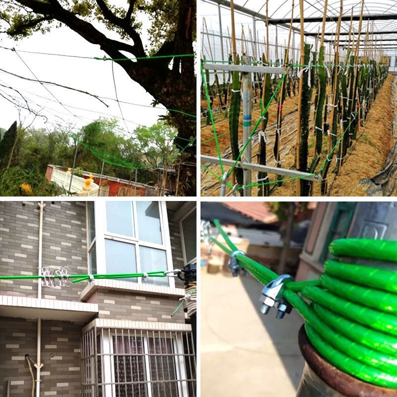 包塑鋼絲繩細軟大棚牽引獼猴桃葡萄架百香果晾衣繩鋼粗塗塑油絲繩-細節圖4