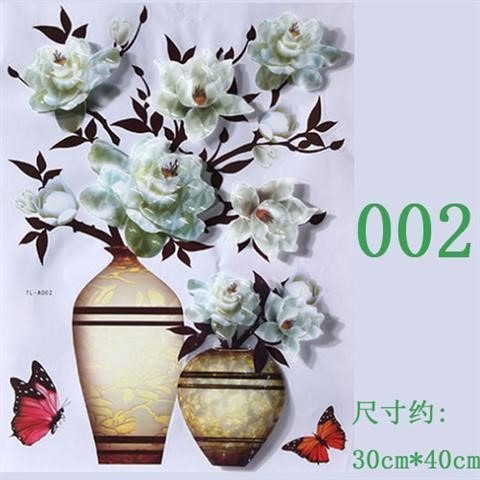 3D立玫瑰花瓶墻貼畫防水衛生間客廳臥室房間墻上裝飾衣櫃冰箱貼紙-細節圖7
