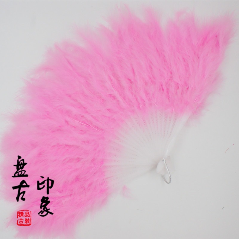 古裝影樓攝影道具cosplay舞臺貴妃仙女舞蹈走秀精品手工羽毛扇子-細節圖3