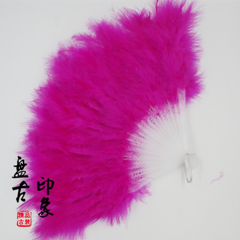 古裝影樓攝影道具cosplay舞臺貴妃仙女舞蹈走秀精品手工羽毛扇子-細節圖5