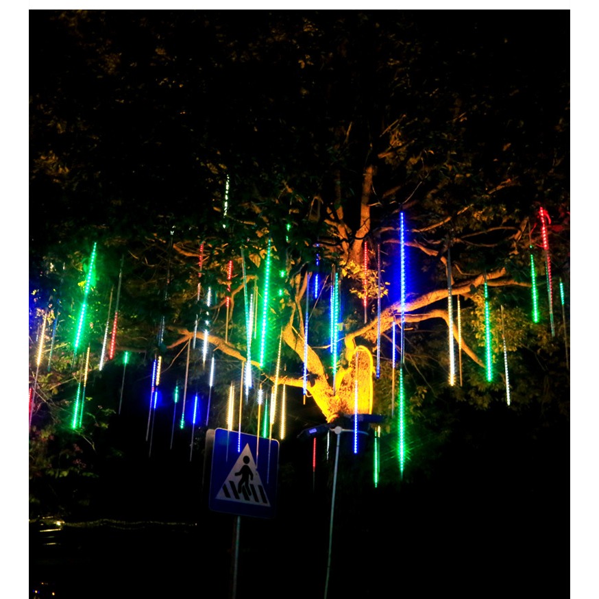 掛樹led流星雨彩燈閃燈串燈滿天星戶外防水庭院室外亮化街道夜景-細節圖2