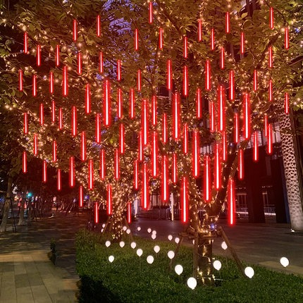 掛樹led流星雨彩燈閃燈串燈滿天星戶外防水庭院室外亮化街道夜景-細節圖3