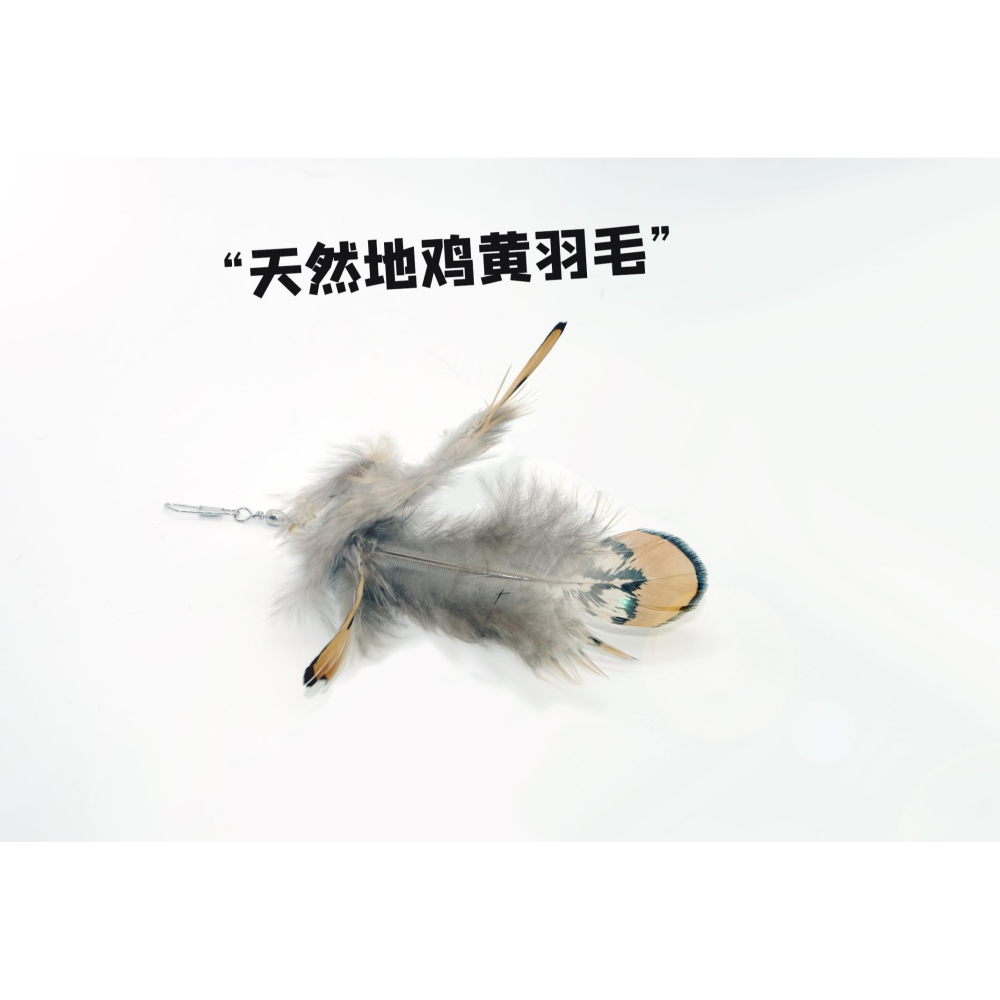 DIY逗貓棒替換頭羽毛款野山雞毛可愛帶鈴鐺發聲經典貓玩具用品-細節圖3