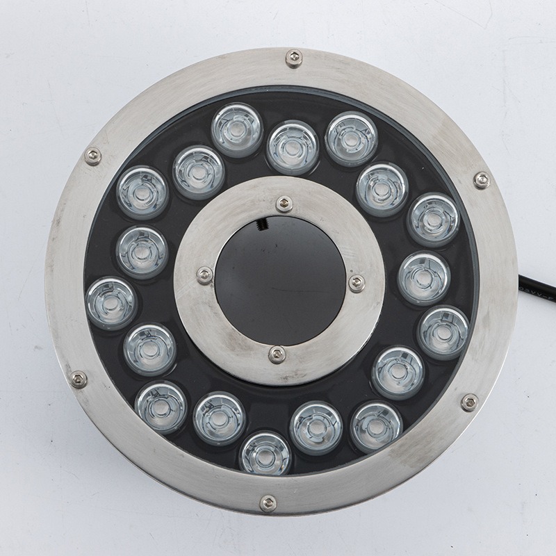 LED湧泉燈不銹鋼中孔水下燈噴泉燈9W12W七彩射燈DMX512外控水池燈-細節圖4