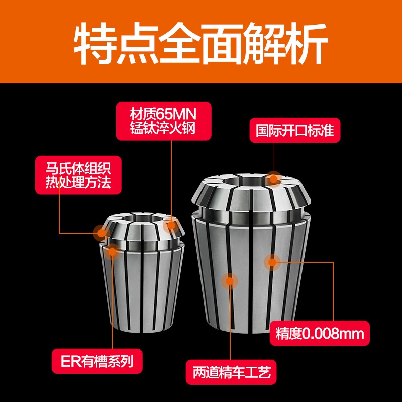 高精ER32夾頭ER25筒夾嗦咀加工中心夾頭 er20數控刀柄夾頭0.008mm-細節圖4