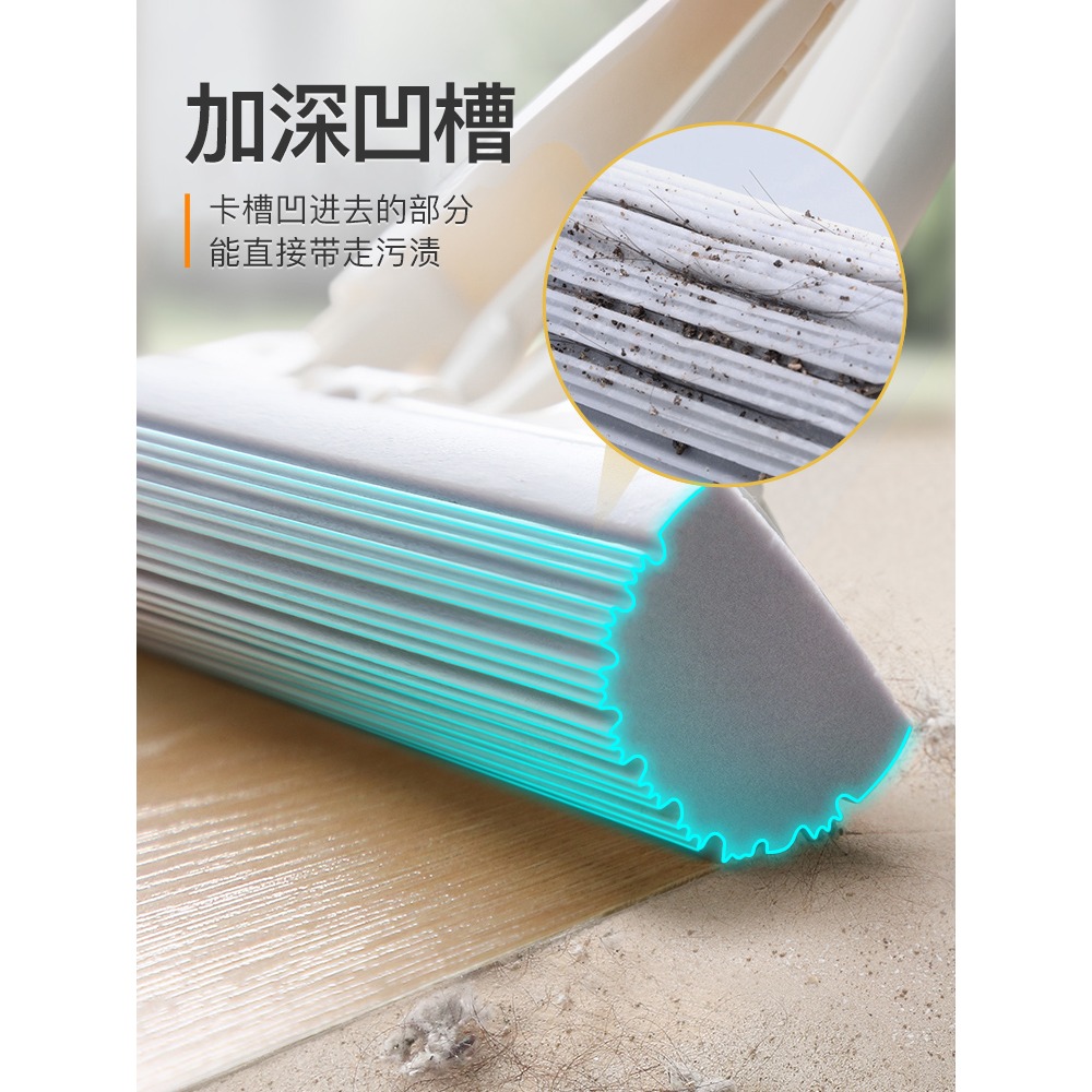 吸水海綿拖把家用一拖凈浴室拖地免手洗拖布對折擠水膠棉懶人神器-細節圖3