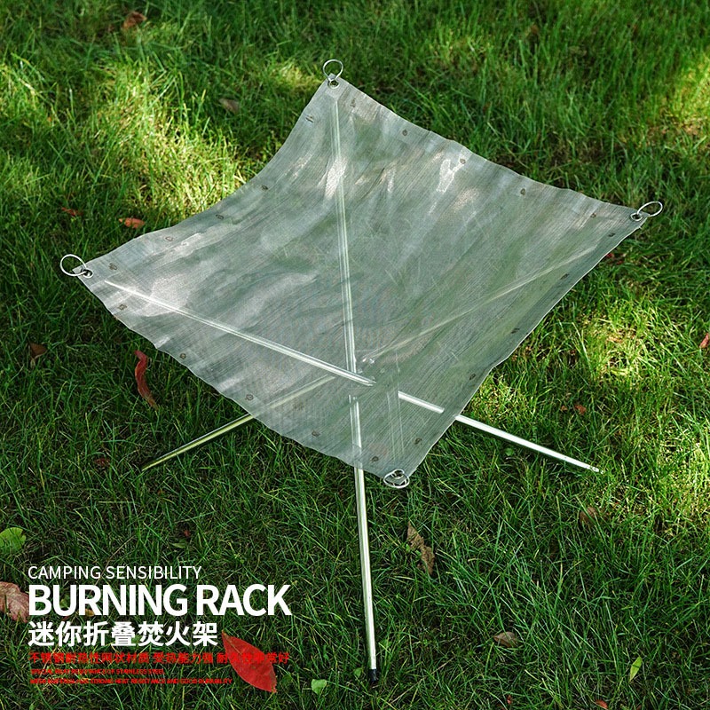 不銹鋼點炭爐折疊燒烤架生火爐生碳取暖爐焚火架戶外超輕量柴火爐-細節圖3