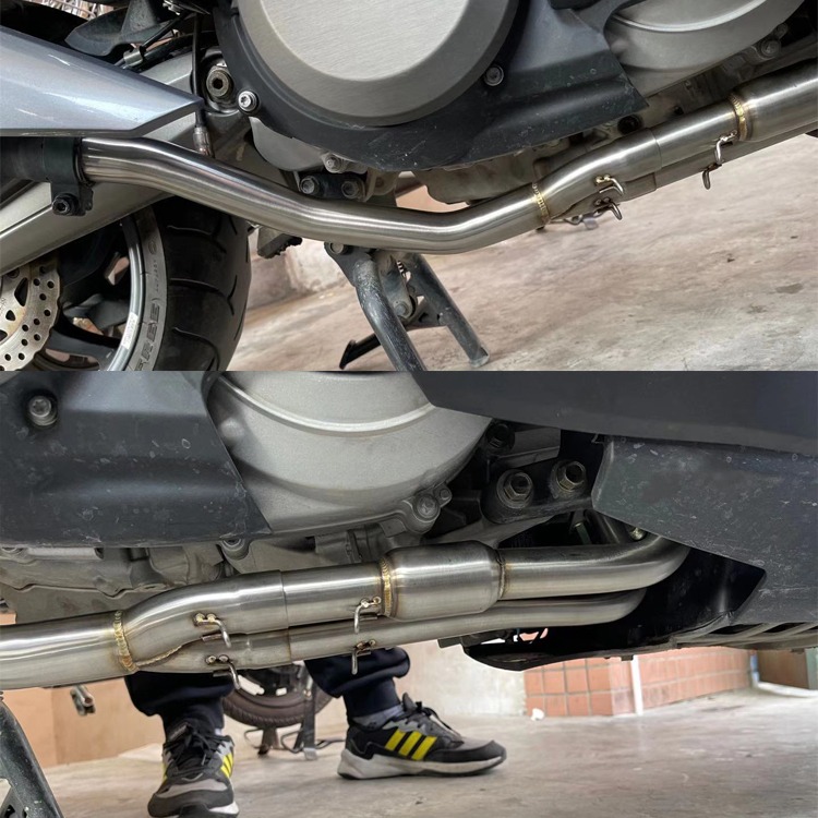 適用於摩托踏板車跑車定製排氣管不銹鋼前中尾段全段連接管轉接口-細節圖2