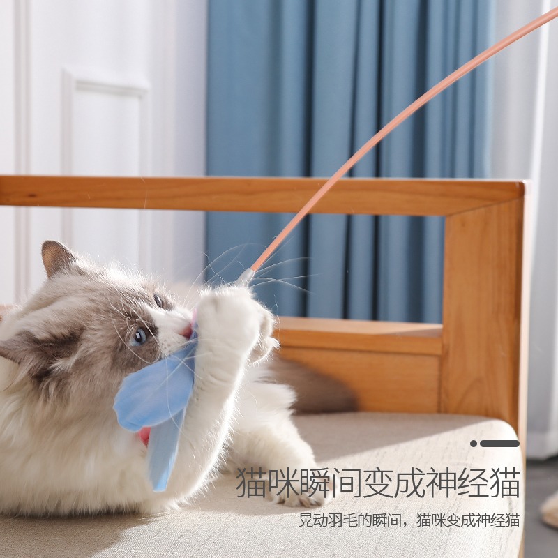 QC WQW!貓玩具羽毛逗貓棒耐咬長桿激光筆神器貓咪玩具自嗨解悶-細節圖4