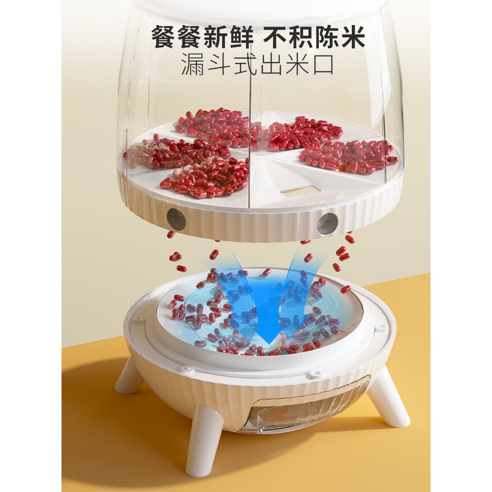 裝米桶家用防蟲防潮密封五穀雜糧分格分類分隔米缸旋轉儲米箱米罐-細節圖3