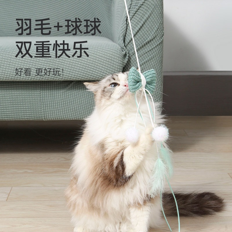 火箭逗貓棒帶羽毛耐咬高級長桿釣竿小貓幼貓咪玩具自嗨解悶神器-細節圖4