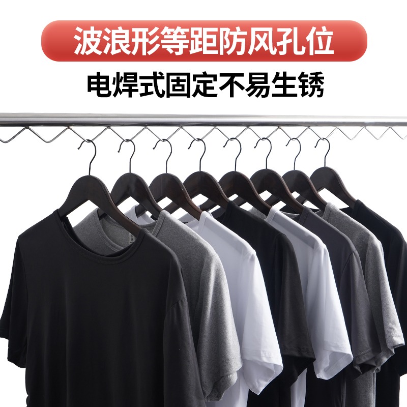 陽臺頂裝晾衣桿304不銹鋼固定涼衣捍防風波浪線條神器曬衣桿打孔-細節圖2