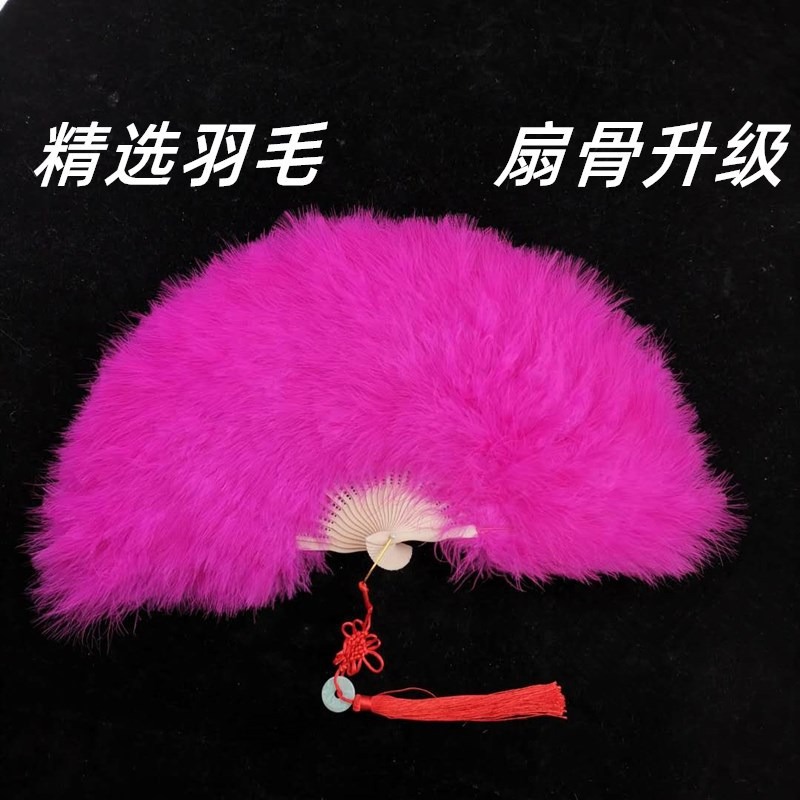 羽毛扇子網紅新款古風仙氣旗袍走秀舞臺表演舞蹈道具白色羽毛扇YQ-細節圖3