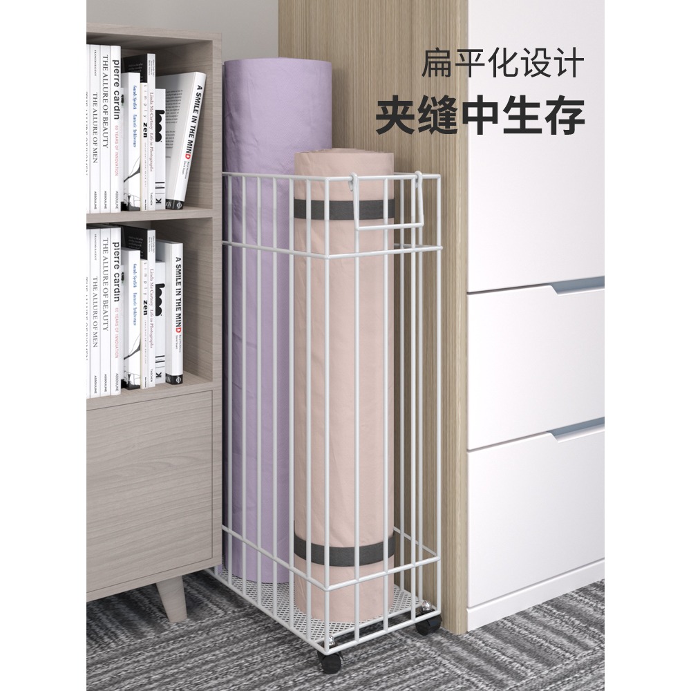 瑜伽墊收納架洗衣籃鐵藝時尚健身運動器材帶輪整理架家用衣服收納-細節圖5