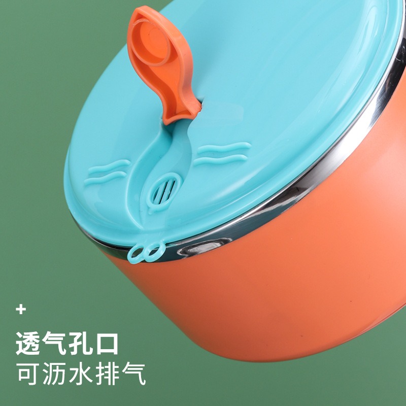 學生泡麪碗帶蓋大容量不銹鋼304食品級超大日式圓形成人雙層餐杯-細節圖4