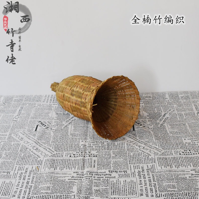 竹編裝泥鰍黃鱔創意燈罩裝飾小魚蝦簍子餐廳擺件掛件傳統特色-細節圖2