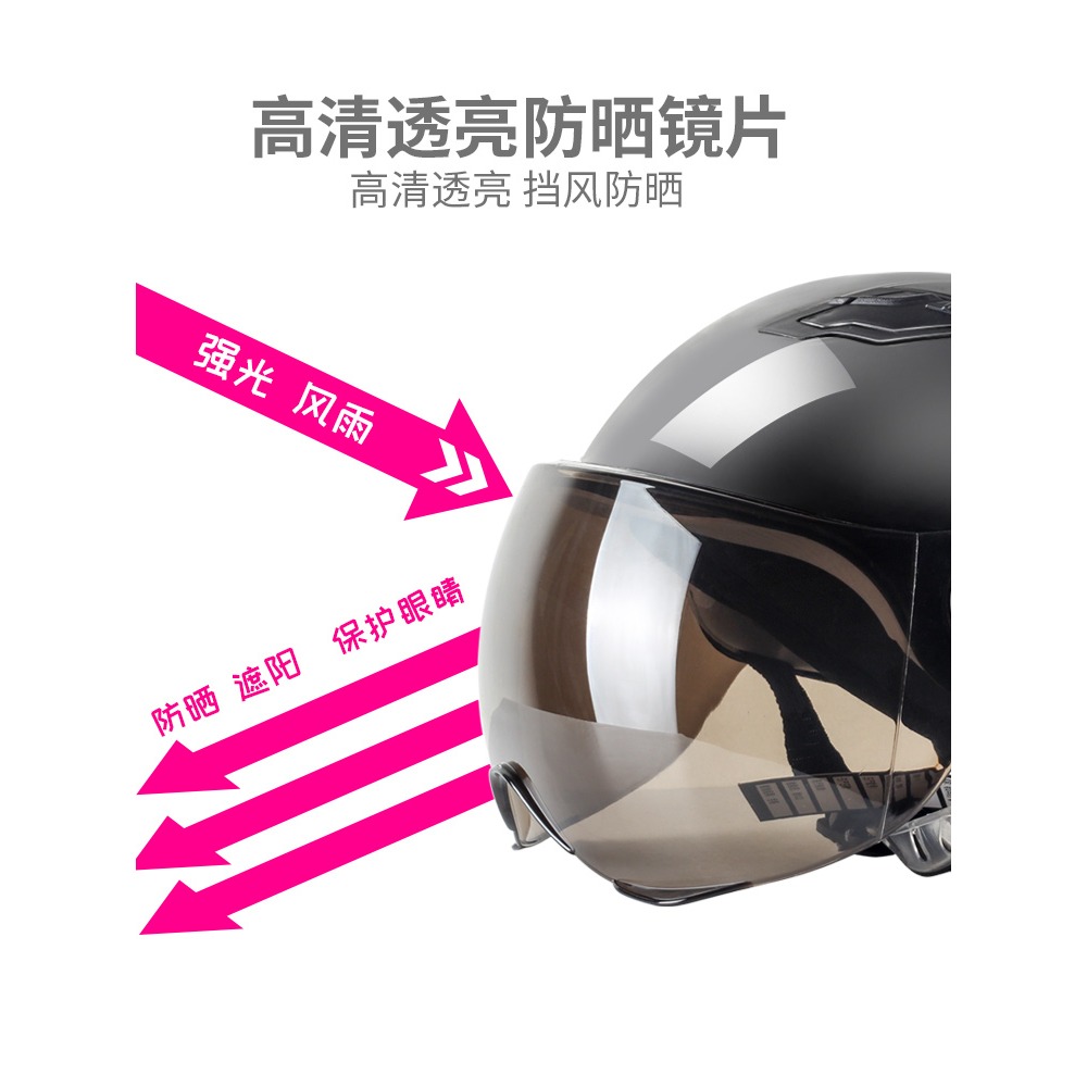 電動車頭盔男 夏季 安全帽電動車頭盔女四季通用半盔可愛女士頭盔-細節圖3