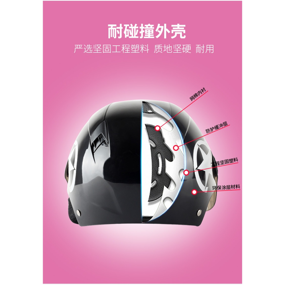 電動車頭盔男 夏季 安全帽電動車頭盔女四季通用半盔可愛女士頭盔-細節圖10