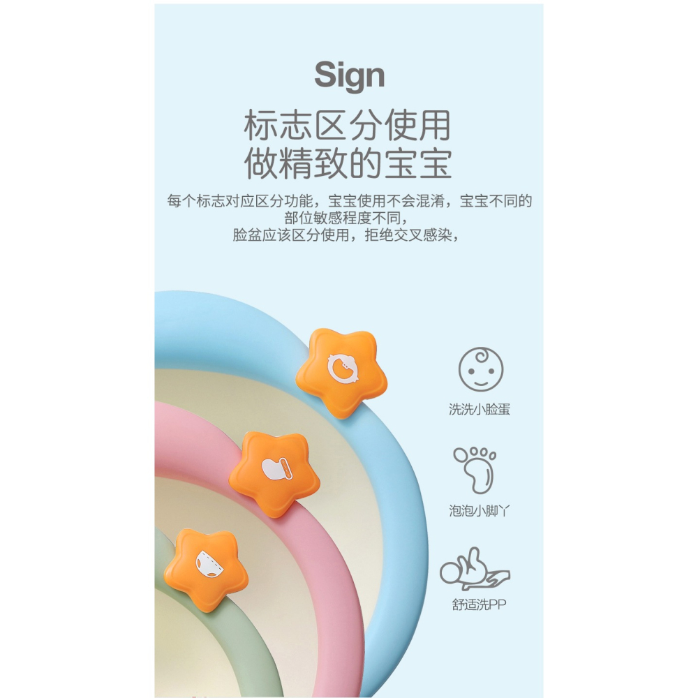 3個裝初生嬰兒洗臉盆新生兒童用品洗屁股PP家用寶寶小盆子三件套-細節圖9