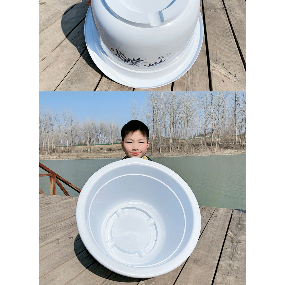 大型荷花盆無孔水培綠植睡蓮盆栽特大塑料有孔果樹圓形加厚仿陶瓷-細節圖10