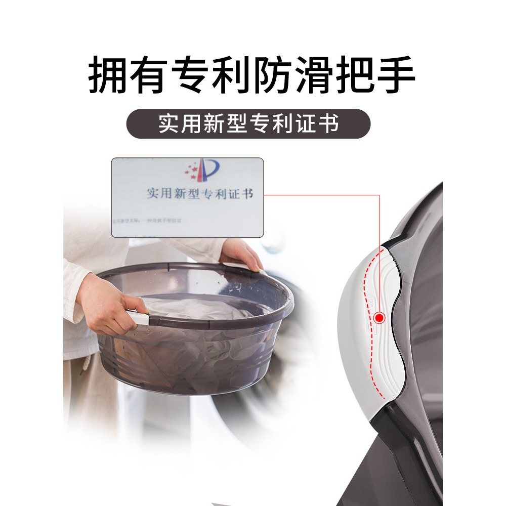 茶花洗臉盆宿舍臉盆加厚塑料盆小號洗屁屁盆子家用透明大號洗衣盆-細節圖3