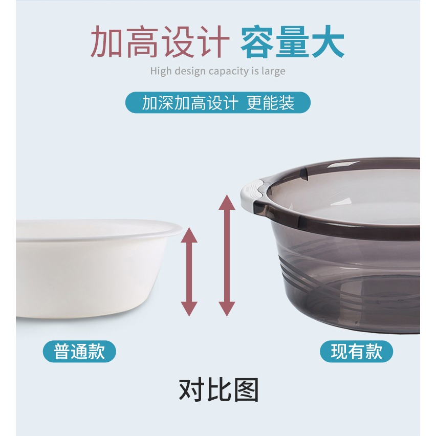 茶花洗臉盆宿舍臉盆加厚塑料盆小號洗屁屁盆子家用透明大號洗衣盆-細節圖9