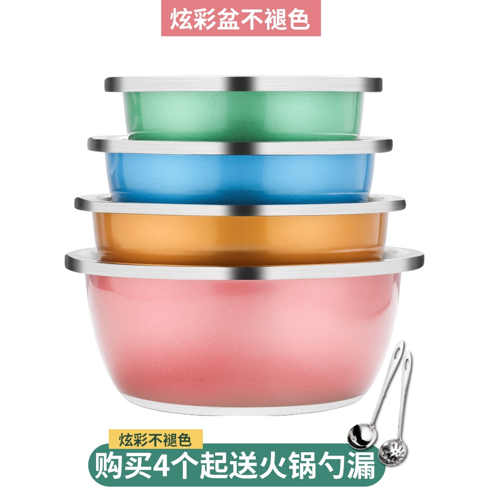 不銹鋼盆子家用圓形湯盆烘焙打蛋盆廚房洗菜盆不銹鋼碗和麪盆飯盆-細節圖2