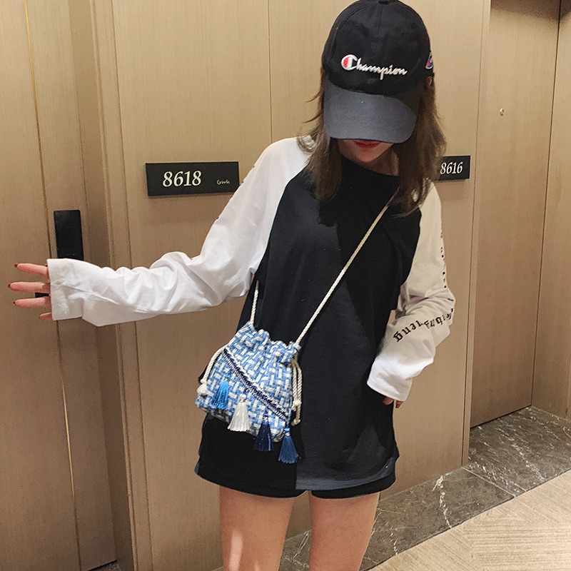 復古包小清新款包包女包潮時尚百搭斜挎單肩民族風流蘇水桶包-細節圖4