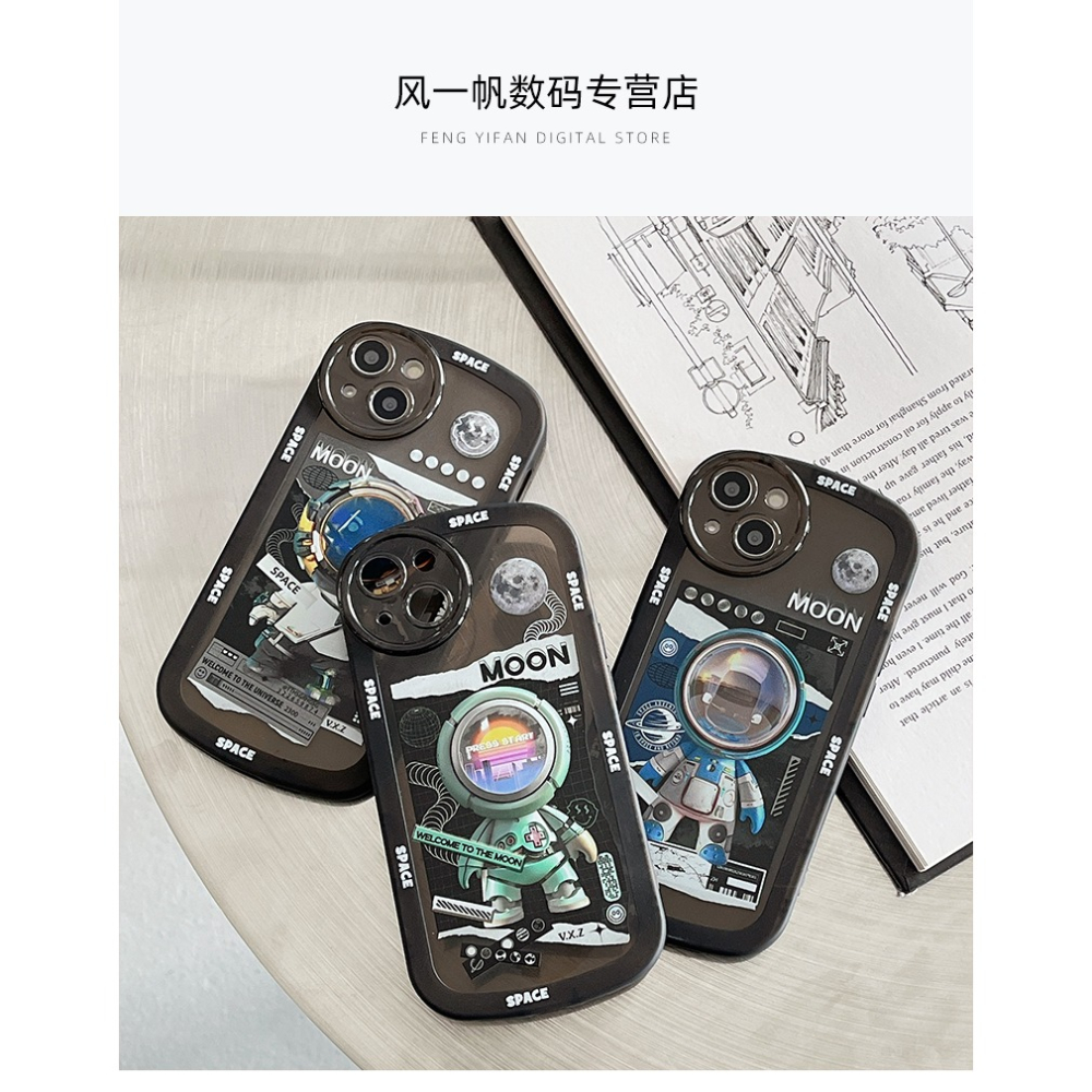 潮牌宇航員iphone13手機殼新款蘋果12保護套11氣囊防摔pro鏡頭全包max創意x網紅女xs高級感男士xr個性軟硅-細節圖6