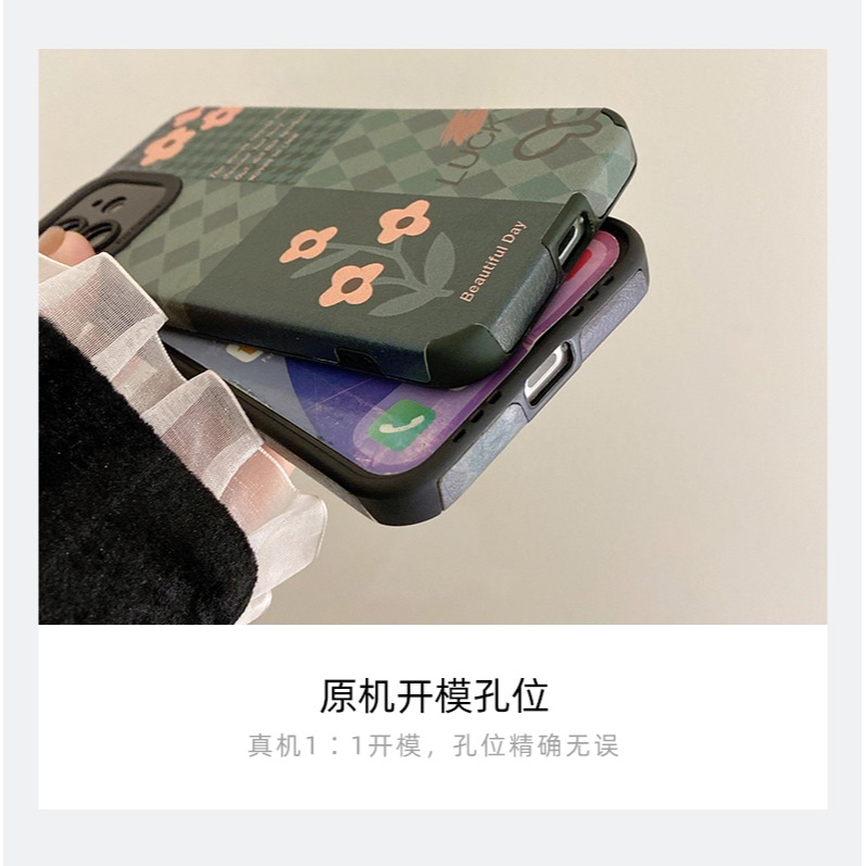 千鳥格花朵oppo手機殼A8/A9/A11套新款R17小羊皮R11網紅R15韓風ins軟A72全包防摔k5女款k3拼接綠-細節圖10