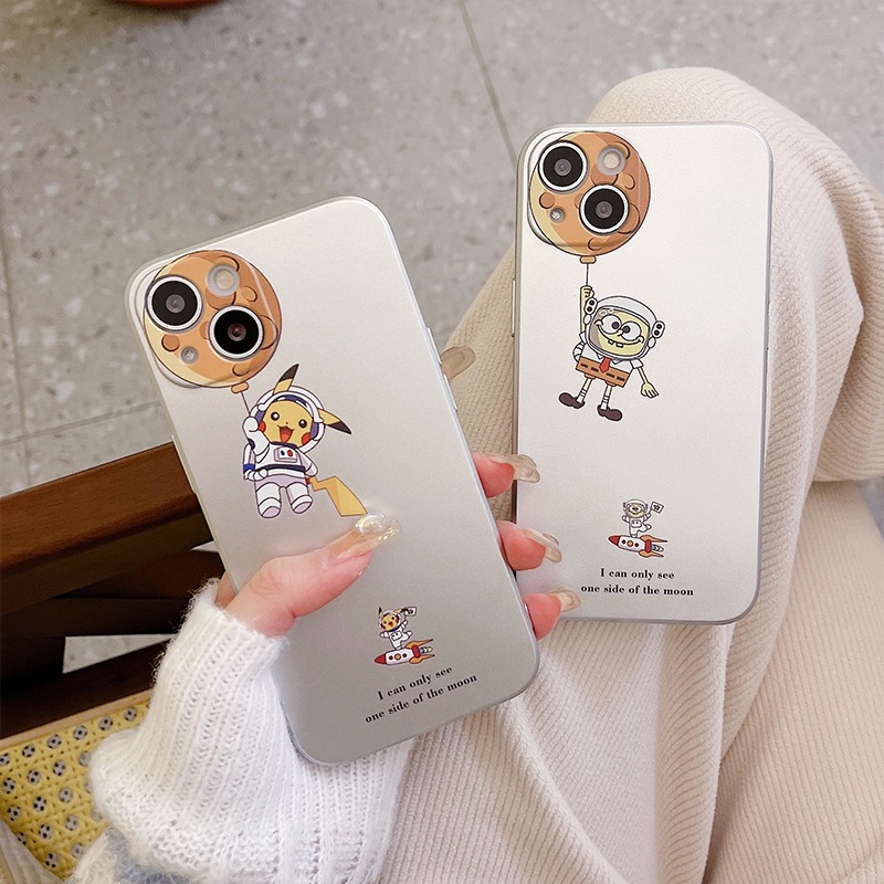 電鍍宇航員iphone12手機殼蘋果13/11保護套pro海綿寶寶max皮卡丘x男xs女款xr情侶8plus全包軟殼7硅-細節圖3