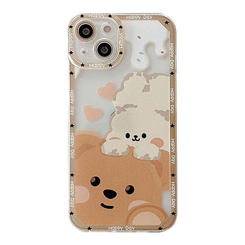 奶油小熊蘋果13promax手機殼iPhone12可愛卡通11女生新款x透明xs軟xr硅膠8plus鏡頭全包防摔7創意m-細節圖5