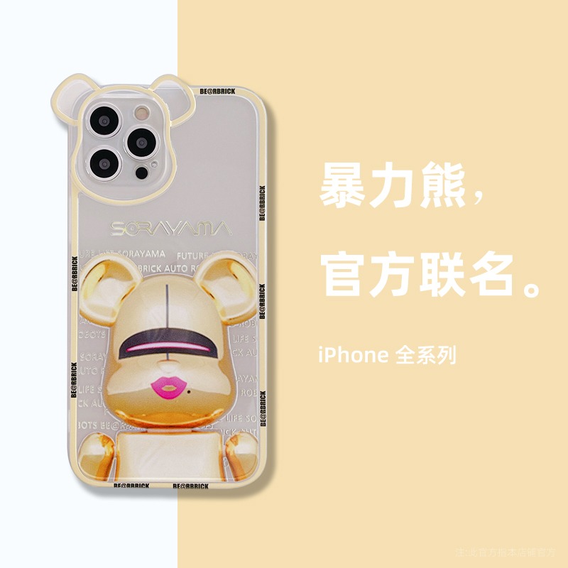 暴力熊iphone12手機殼蘋果13保護套11透明pro防摔max軟x硅膠xs鏡頭全包xr新款潮牌個性創意高級感男女款小-細節圖2