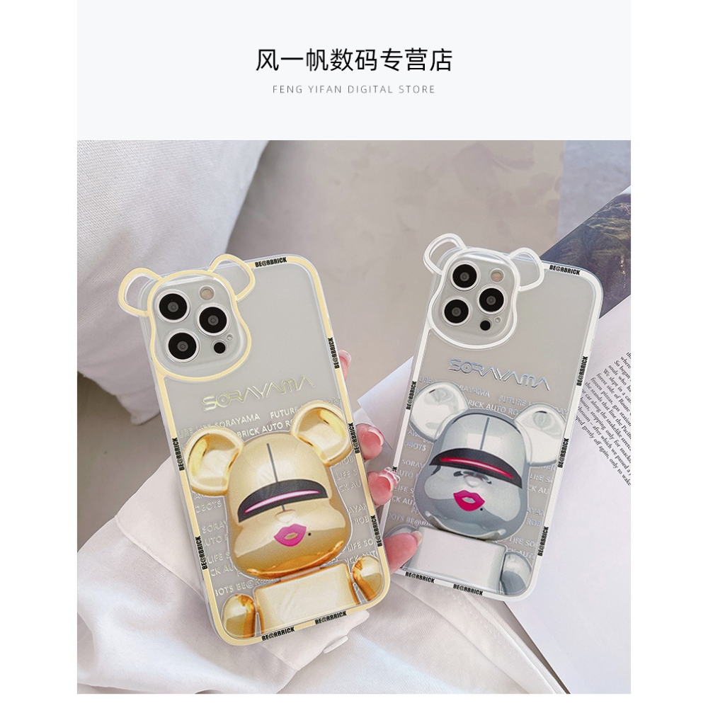 暴力熊iphone12手機殼蘋果13保護套11透明pro防摔max軟x硅膠xs鏡頭全包xr新款潮牌個性創意高級感男女款小-細節圖6
