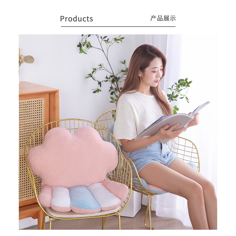 ins風彩虹雲朵連體坐墊靠墊學生屁股墊辦公室電腦椅連體墊超軟墊-細節圖8
