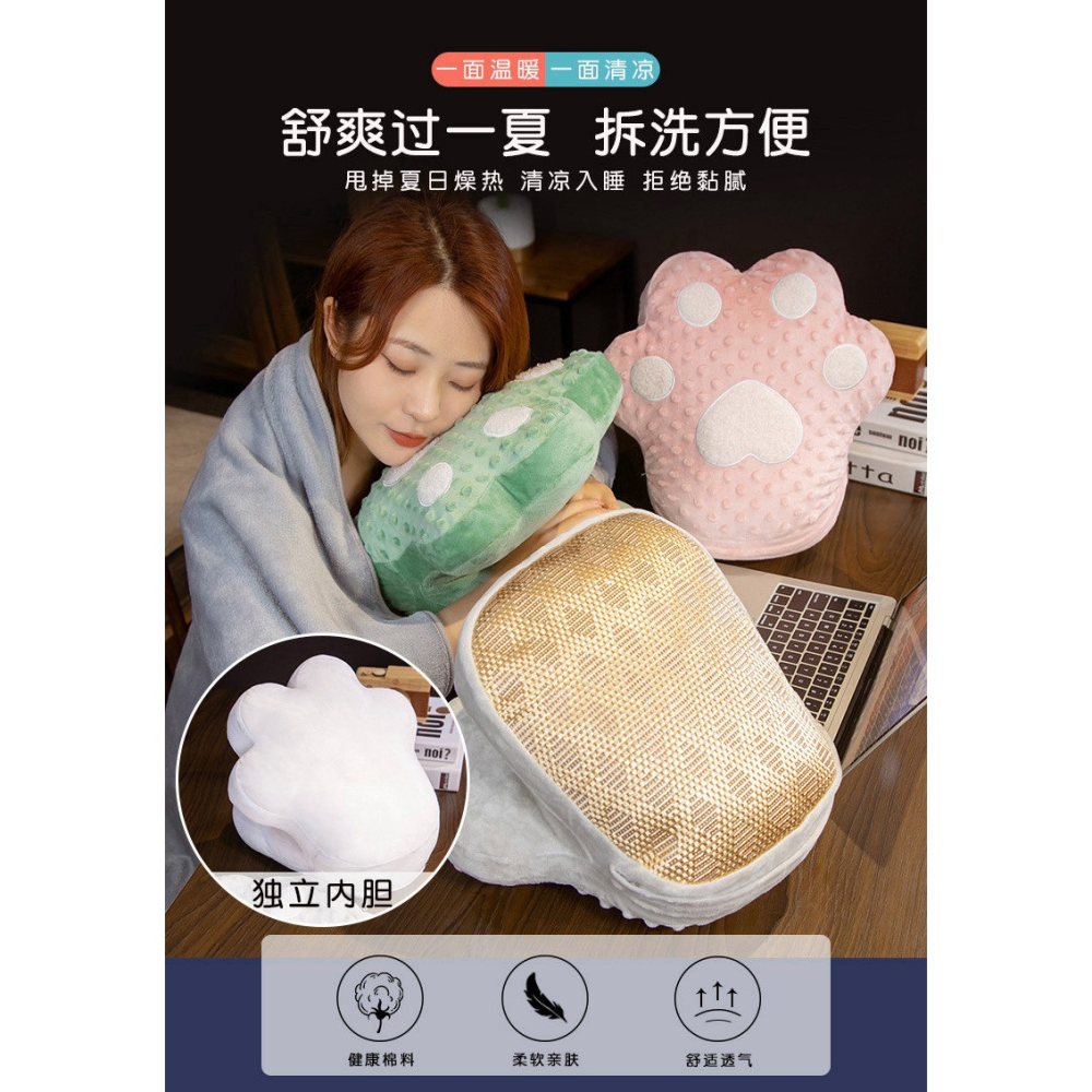 涼席貓爪午睡枕學生兒童趴睡枕辦公室趴睡枕學生趴枕午休枕可拆洗-細節圖6